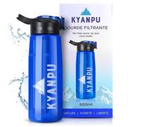 Asfasfq-Kyanpu - Gourde Filtrante Eau Non Potable 650ml Filtre Eau Au Charbon Actif Purificateur D'eau Randonnée Camping Kit De Survie Complet Voyage Gourde Paille Survie