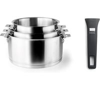 Asfasfq-Lacor - 56610 - Set De 3 Casseroles Combi, Plus Poignée, Empilables, Convient Pour Induction, Lave-Vaisselle Et Four, Acier Inoxydable 18-10, 16 Cm, 18 Cm Et 20 Cm