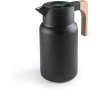 Asfasfq-Lacor - 62598 - Thermo Jug Wood Black, Thermos Pour Liquides, Garde Froid Et Chaleur, Polypropylène, Double Paroi Avec Couche De Verre À L¿Intérieur, Bouchon Isolant, Contenance: 1 L, Noir