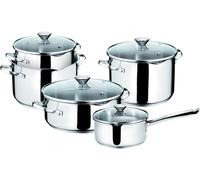Asfasfq-Lagostina Smart Batterie De Cuisine Pour Induction, Gaz Et Four En Acier Inoxydable 18/10, 9 Pièces, Fond Lagoseal Plus Triple Couche, Avec 3 Faitouts , 1 Marmite, 1 Casserole Et 4 Couvercles