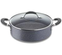 Asfasfq-Lagostina Tempra Mineral Casserole Avec Couvercle, Acier Et Aluminium Avec Revêtement Minéral+ Ø 26 Cm, Poignées En Silicone, Effet Pierre, Convient À Toutes Les Sources De Chaleur