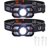 Asfasfq-Lampe Frontale Led Rechargeable Puissante 2 Pcs, Ultra Lumineuse 2000 Lumens, Légère Et Durable Avec Capteur Et Rouge 10 Modes D'éclairage Ipx5 Pour Course, Pêche, Cyclisme, Camping