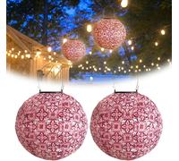 ASFASFq-Lampion Solaire Exterieur, 2 Pièce Lampions Solaires d'Extérieur, Lanterne de Jardin en Nylon, Lampion Solaires Exterieur Étanche en Nylon pour Jardin, Terrasse, Balcon, Mariage, Anniversaire