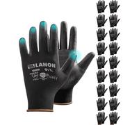 Asfasfq-Lanon 18 Paires Gants De Travail, Pu Gants De Mécanicien Homme Femme, Écran Tactile, Légère, Antidérapante, Noir, Taille Xl/10
