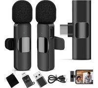 ASFASFq-Lavalier Wireless Microphone for iPhone/Android/iPad/Laptop, Wireless Plug Play Microphone for Video Recording, Vlog, TikTok, Youtube, Live Streaming, Auto Connect and Smart Noise Reduction