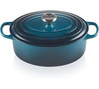 Asfasfq-Le Creuset Cocotte En Fonte Émaillée Signature Avec Couvercle, 29 Cm, Ovale, 4,7 L, 4,675 Kg, Deep Teal, 21178296422430