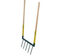ASFASFq-LEBORGNE - Biogrif NaturOvert, Grelinette Non Assemblée, 5 Dents Interchangeables - Boîte Carton - Double Manche Long en Bois PEFC 100% - Outillage de Jardinage - Fabrication Française