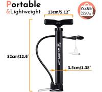 Asfasfq-Letton Pompe À Pied Portable Réversible Automatique Presta Et Schrader, Mini Pompe À Air Pour Vélo 120 Psi Avec Aiguille À Bille Multifonction