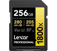 ASFASFq-Lexar SDXC Professional 256 Go 1800x UHS-II série Gold, Classe 10, U3, V60, pour Enregistrement vidéo 4K, Noir