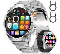Asfasfq-Lige Montre Connectée Homme Avec 730mah/1,62'' Hd Grand Écran/Led Lampe,Smartwatch Homme Avec Moniteur De Fréquence Cardiaque Et Sommeil/110+ Modes Sportifs,Ip68 Étanche Android Ios,Argenté