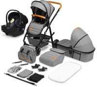 Asfasfq-Lionelo Amber 3 In 1 Poussette Multifonctionnellle, Landau, Ensemble Poussette Avec Siège Sport Et Nacelle Fixe, Sac, Moustiquaire, Couvrir, Feuille De Pluie Mit Siege Auto