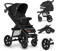 Asfasfq-Lionelo Annet Tour Poussette Canne Universelle Jusqu'à 22 Kg, Réglage Du Dossier Jusqu¿À La Position Allongée, Roues Sans Entretien, Auvent Imperméable Xxl, Ceintures À 5 Points (Noir)