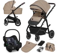 Asfasfq-Lionelo Biankapoussette 3 En 1max 22 Kg Nacelle Max 9 Kg Siège-Auto Max 13 Kg Poussette Pliable Système De Voyage Dossier Réglable Roues 360° Amorti Auvent Xxl Trio Poussettes Combinées