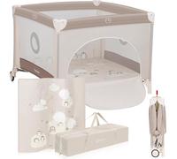 Asfasfq-Lionelo Bonnie Parc Bébé Jusqu'à 15 Kg, De La Naissance À 36 Mois, Accès Latéral Zippé, Filets Latéraux Aérés, Pliage Rapide, Roues Freinées, Sac De Transport (Beige)