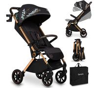 Asfasfq-Lionelo Cloe Poussette Pliable Bébé Jusqu'à 22 Kg Réglage Du Dossier Fonction Sommeil Harnais À 5 Points Grandes Roues Pivotantes Moustiquaire Compacte Imperméable (Golden Moments)