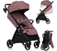 Asfasfq-Lionelo Ingrid Poussette Jusqu'à 22 Kg De 6 Mois À 4 Ans Grandes Roues Pivotantes À 360° Suspension Totale Pliable D'une Seule Main Dossier Et Repose-Pieds Réglables Grand Auvent Xxl (Pink)