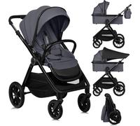 Asfasfq-Lionelo Layla Poussette 2-En-1 0-48 Mois Jusqu'à 22 Kg Nacelle Jusqu'à 9 Kg, Réglage Du Dossier Et Des Pieds, Airydots, Roues Pivotantes 360o En Pu Absorption Totale Des Chocs Cabine Xxl (Gre