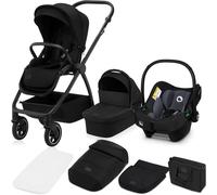 Asfasfq-Lionelo Meril 3 En 1 Poussette Bébé Multifonctionnelle 0 À 48 Mois Jusqu'à 22 Kg, Nacelle Jusqu'à 9 Kg, Siège Auto, Roues Tout-Terrain 360 °, Amortissement Complet Auvent Xxl Upf50+ (Black)