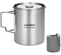 ASFASFq-Lixada Tasse Camping Pot Ultralight à Piston Inoxydable avec Couvercle et Poignée Pliable pour Camping en Plein Air Randonnée Pédestre
