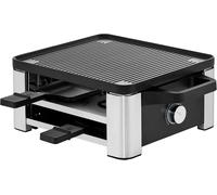 ASFASFq-Lono Gril à raclette, avec poêlons et poussoirs, raclette pour 4 personnes, 870 W, en acier inoxydable, mat