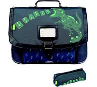 Asfasfq-Lot Cartable Tann's 38 Cm Garçon + Trousse Rectangulaire Assortie + Marque Page En Bois Chat Blumie