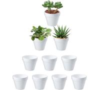 ASFASFq-Lot de 10 mini pots de fleurs, blancs, anti-céramique, en plastique incassable, pour plantes d'intérieur et d'extérieur, cactus succulentes, plantes d'intérieur, 6 x 7 cm