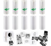 ASFASFq-Lot de 10 rouleaux de papier thermique (57 x 25 mm), 5 rouleaux de papier thermique pour enfants, appareils photo instantanés et 5 rouleaux d'autocollants imprimables autocollants pour imprim