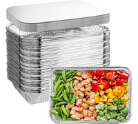 ASFASFq-Lot de 100 Barquette Aluminium avec Couvercle 800ml, 21x14x5 cm Plat Aluminium Jetable, Barquette Aluminium pour Cuisson, Barbecue, Stockage des Aliments
