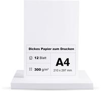 Asfasfq-Lot De 12 Feuilles De Papier Photo A4-300 G/M² - Blanc - Papier Épais De Qualité Supérieure - Pour Impression