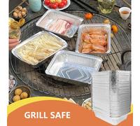 ASFASFq-Lot de 125 Barquette Aluminium avec Couvercle 700 ML, Idéal pour Four, Barbecue, Congélation et Batch Cooking, Plat Aluminium Jetables Multi-usages