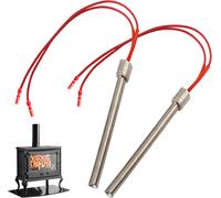 ASFASFq-Lot de 2 bougies d'allumage 220 V 350 W - 170 x 10 mm - Pour poêle à pellets, tige d'allumage en acier inoxydable - Granulés de bois - Allume-feu - Tuyau chauffant - Cheminée, barbecue