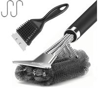ASFASFq-Lot de 2 brosses et grattoirs de 45,7 cm avec 1 petite brosse de nettoyage pour barbecue et poignée amovible, brosse de barbecue pour barbecue en plein air, accessoires de grill, cadeaux pour