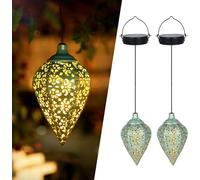 ASFASFq-Lot de 2 lanternes solaires à suspendre pour l'extérieur - IP65 - Étanche - En métal - Pour l'extérieur - Décoration orientale - Pour balcon, terrasse, patio, Noël