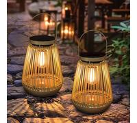 ASFASFq-Lot de 2 lanternes solaires d'extérieur à suspendre - Étanche IP65 - En métal tissé - Pour cour, terrasse, pelouse, balcon, jardin