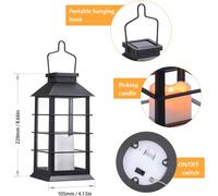 ASFASFq-Lot de 2 Lanternes Solaires Exterieures Jardin avec Bougie LED Sans Flamme, Lanterne Extérieure Étanche IP44, Lanterne Solaire de Balcon de Jardin, Lanterne a Bougie