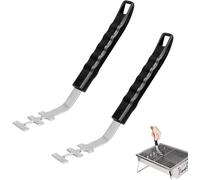 ASFASFq-Lot de 2 lève-grille de barbecue résistants à la chaleur - En acier inoxydable - Anti-brûlure - Extracteur universel - Pour le camping et le barbecue