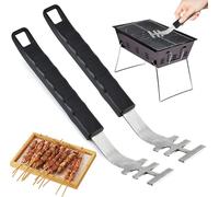 ASFASFq-Lot de 2 lève-grilles en acier inoxydable, outil anti-brûlure, accessoire de barbecue pour grille en fonte et en acier inoxydable, accessoires pour barbecue, outil de barbecue universel
