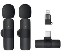 ASFASFq-Lot de 2 Micro pour Smartphone, Microphones Cravate sans Fil à Clipser pour Téléphone de Type C, iPhone, iPad, Enregistrement Vidéo, TikTok, Facebook Live, YouTube Live