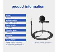 ASFASFq-Lot de 2 microphones cravate pour DJI Mic 2 et émetteur Rode sans fil GO2 Pro, micro Lav omnidirectionnel TRS 3,5 mm pour Vlog Interview Streaming ¿ LM2