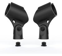 ASFASFq-Lot de 2 supports de microphone universels, support de clip réglable adaptatif pour micro livré avec un adaptateur à vis mâle de 1,5 cm vers 3/8"" femelle adapté pour les microphones portatifs