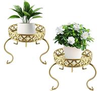 ASFASFq-Lot de 2 supports de plantes dorés - Support pour plantes - Support de fleurs en métal synthétique - Support de pot de fleurs - Escalier de fleurs - Étagère de jardin