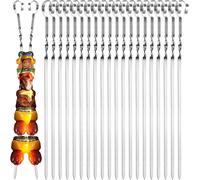 ASFASFq-Lot de 20 brochettes de barbecue en acier inoxydable, réutilisables, brochettes de barbecue, brochettes kebab en métal, pour viande, légumes et végétaliens