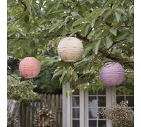 Asfasfq-Lot De 3 Lampions Solaires Pastels En Tyvek Avec Led Blanc Chaud De Diamètre 20cm Pour Exterieur