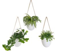 ASFASFq-Lot de 3 Pots Fleurs Suspendus en Céramique, Déco Support pour Plantes, Décoration Murale Salon Maison, Porte Plante Deco Scandinave Couloir
