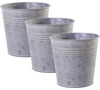ASFASFq-Lot de 3 Vases Pot de Fleur en Zinc Exterieur Grande jardinière en métal galvanisé Taille: S Ø 13 cm x 12,7 cm 1,2L