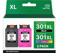 ASFASFq-Lot de 301 Cartouches d'encre XL de Rechange pour HP 301 XL 301XL pour HP Envy 4500 5530 5534 4504 DeskJet 2540 1510 2544 2549 OfficeJet 4630 4632 2620 2620 2626 22 (Noir et Blanc). Couleur