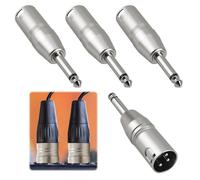 ASFASFq-Lot de 4 adaptateurs XLR vers jack TRS femelle mono 6,35 mm mâle vers microphone XLR à trois c?urs convertisseur audio pour caméscopes, enregistreurs, tables de mixage en métal