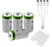 ASFASFq-Lot de 4 batteries rechargeables USB CR123A lithium-ion 3,7 V 700 mAh - Charge rapide 1,5 H - 1200 cycles avec câble de raccordement de type C - Sortie constante