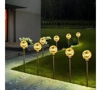 ASFASFq-Lot de 4 lampes solaires à LED - Décoration de jardin - Étanche - 8 modes - Lampes solaires de jardin - Pour jardin, pelouse, terrasse, décoration - Blanc chaud