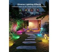 Asfasfq-Lot De 4 Phares Projecteur Led Extérieur, Rgbic Lumière Avec Blanc Froid Et Chaud, Fonctionne Avec Alexa Matter Google Home, 50+ Scènes, Ip66 Etanches Spot Led Extérieur Pour Jardin Terrasse